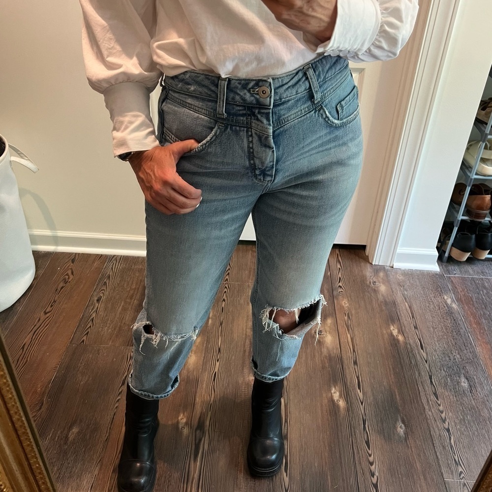 Anthropologie PILCRO distressed high-rise slim jeans size 29 petite light wash - Picture 5 of 16